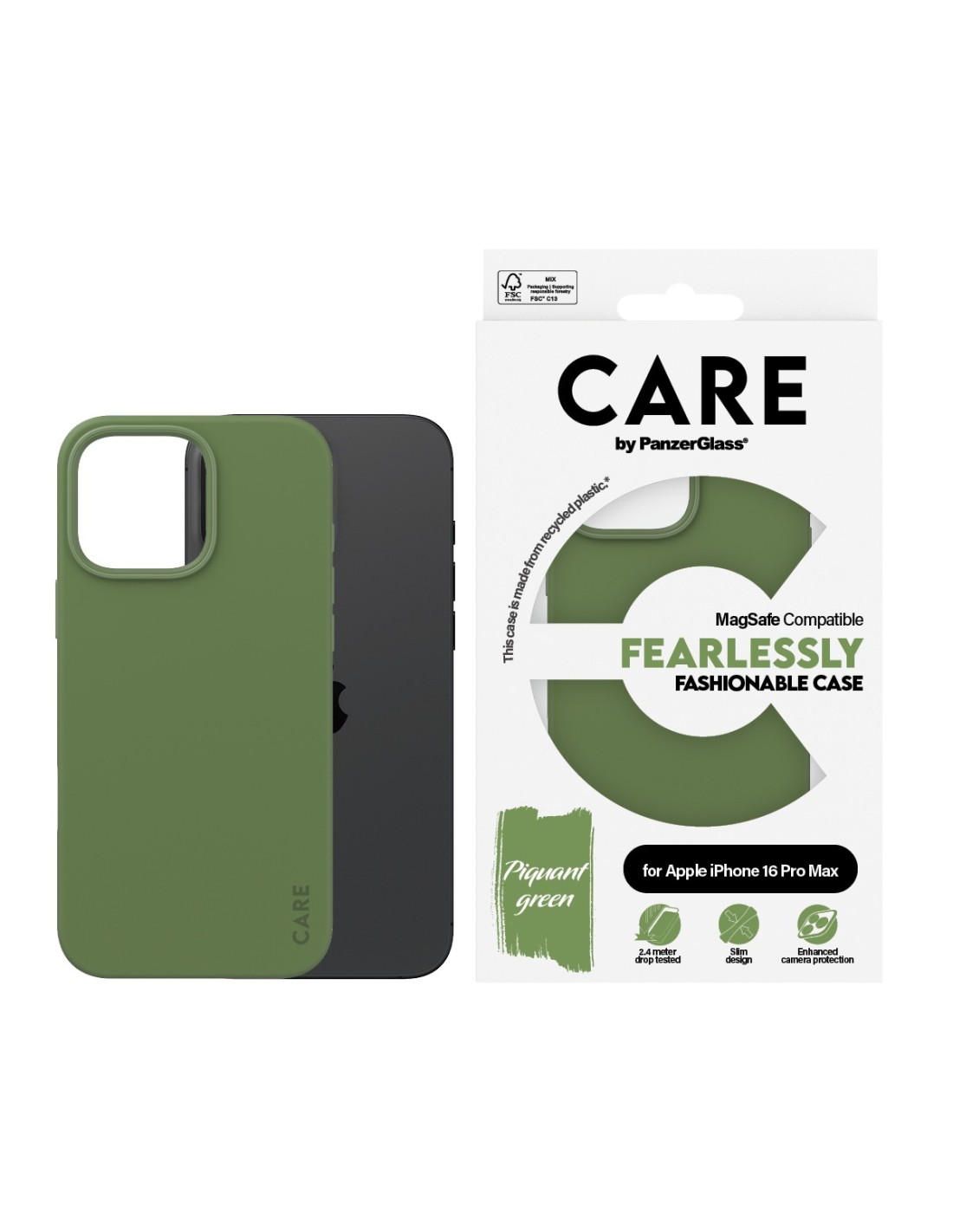 CARE by PanzerGlass Fashionable Case Green w. MagSafe iPhone 16 Pro Max