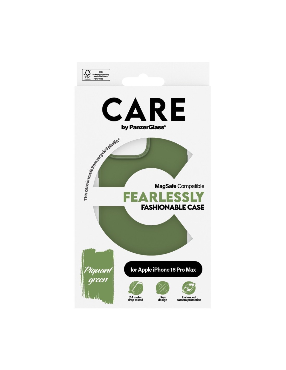 CARE by PanzerGlass Fashionable Case Green w. MagSafe iPhone 16 Pro Max