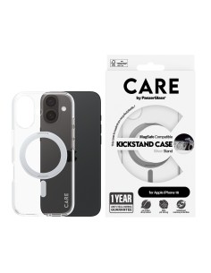 CARE by PanzerGlass Feature Case Transparent w. Silver Kickstand & MagSafe iPhone 16 2