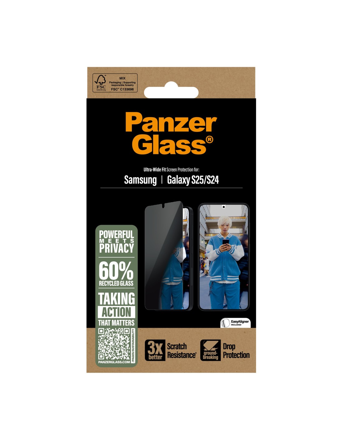 Panzerglass Samsung Galaxy S25 S24 - Ultra-Wide Fit Privacy Glass
