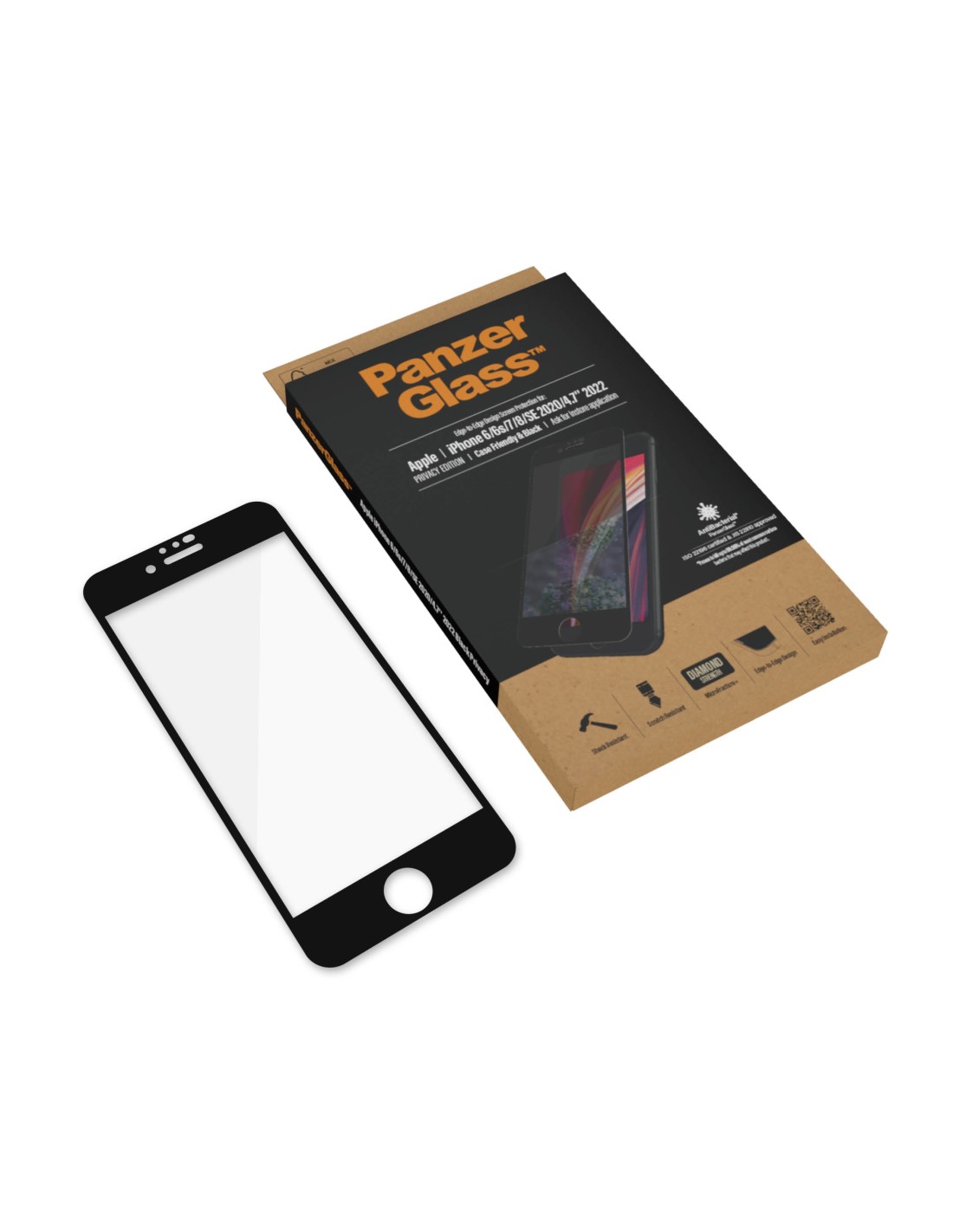 PanzerGlass Apple iPhone 6 6S 7 8 SE (2020 2022) Black CF Super+ Glass