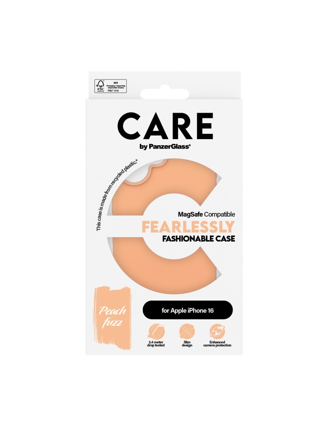 CARE by PanzerGlass Fashionable Case Peachy w. MagSafe iPhone 16