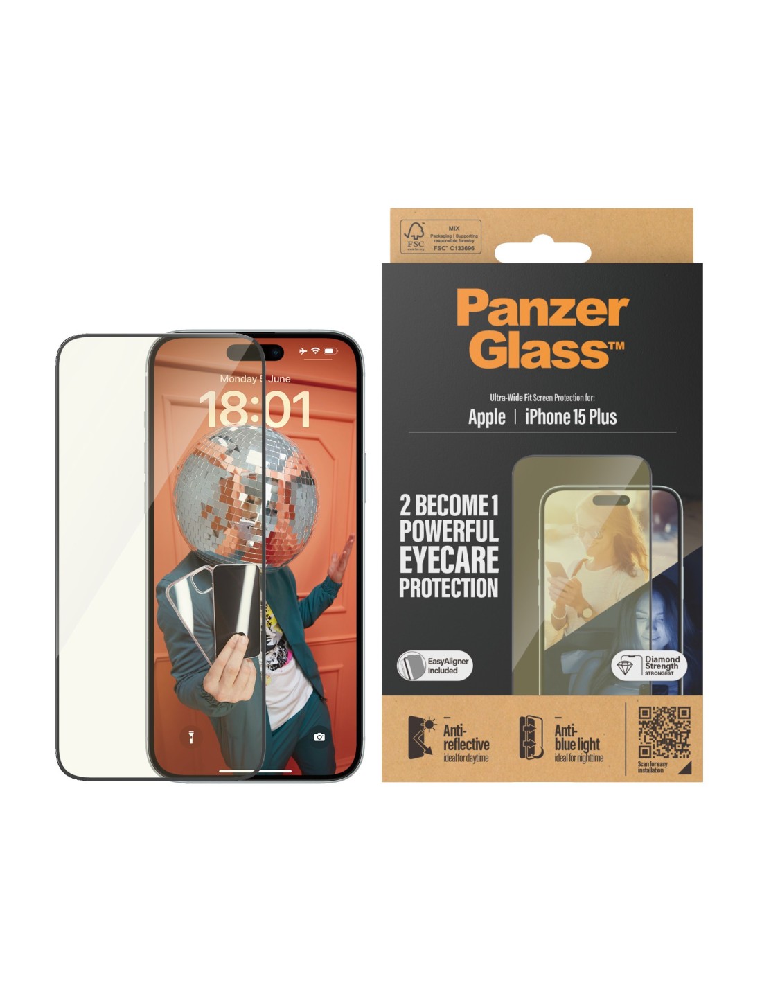 PanzerGlass Apple iPhone 15 Plus Anti-Reflective & Anti-Bluelight UWF with EasyAligner