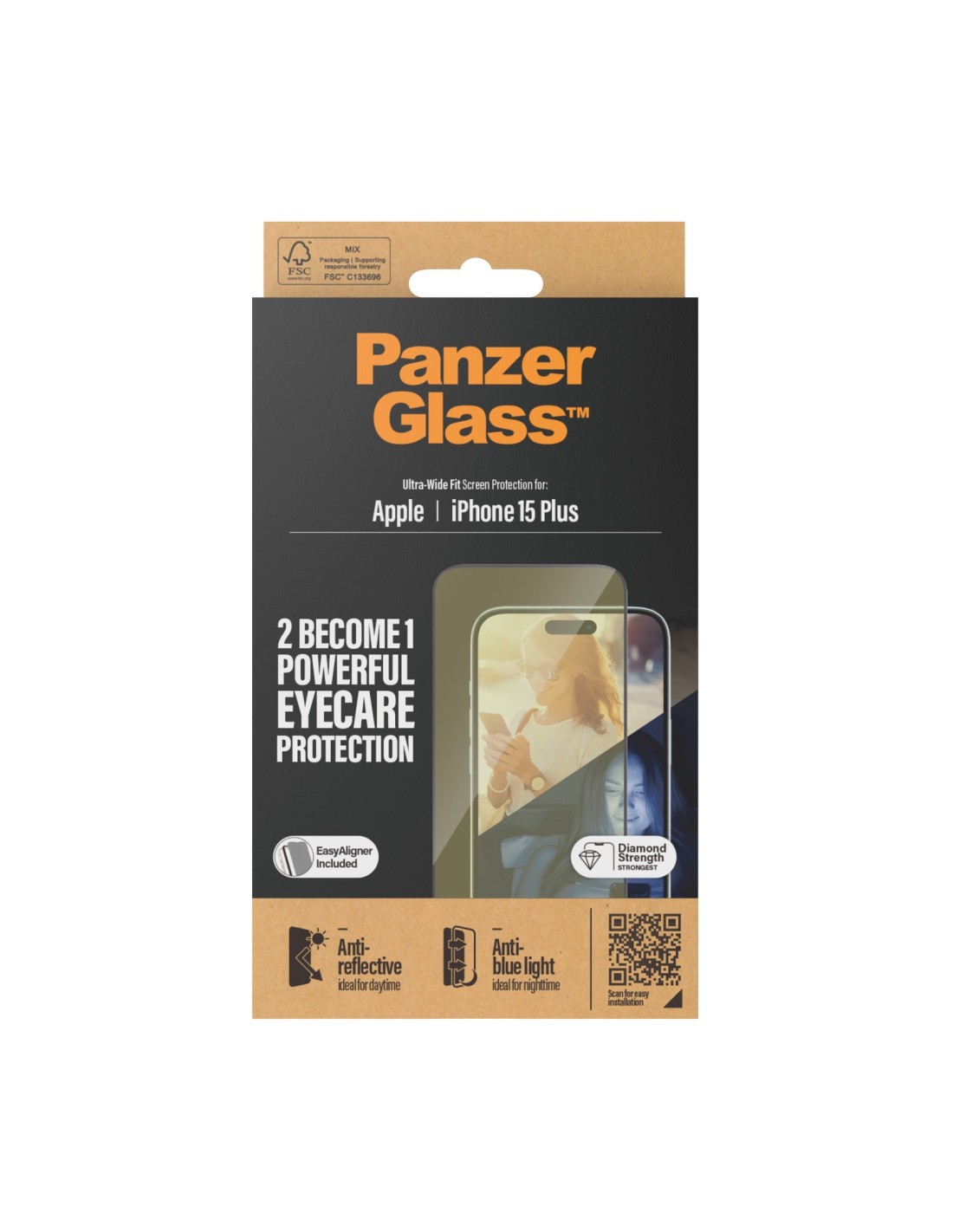PanzerGlass Apple iPhone 15 Plus Anti-Reflective & Anti-Bluelight UWF with EasyAligner