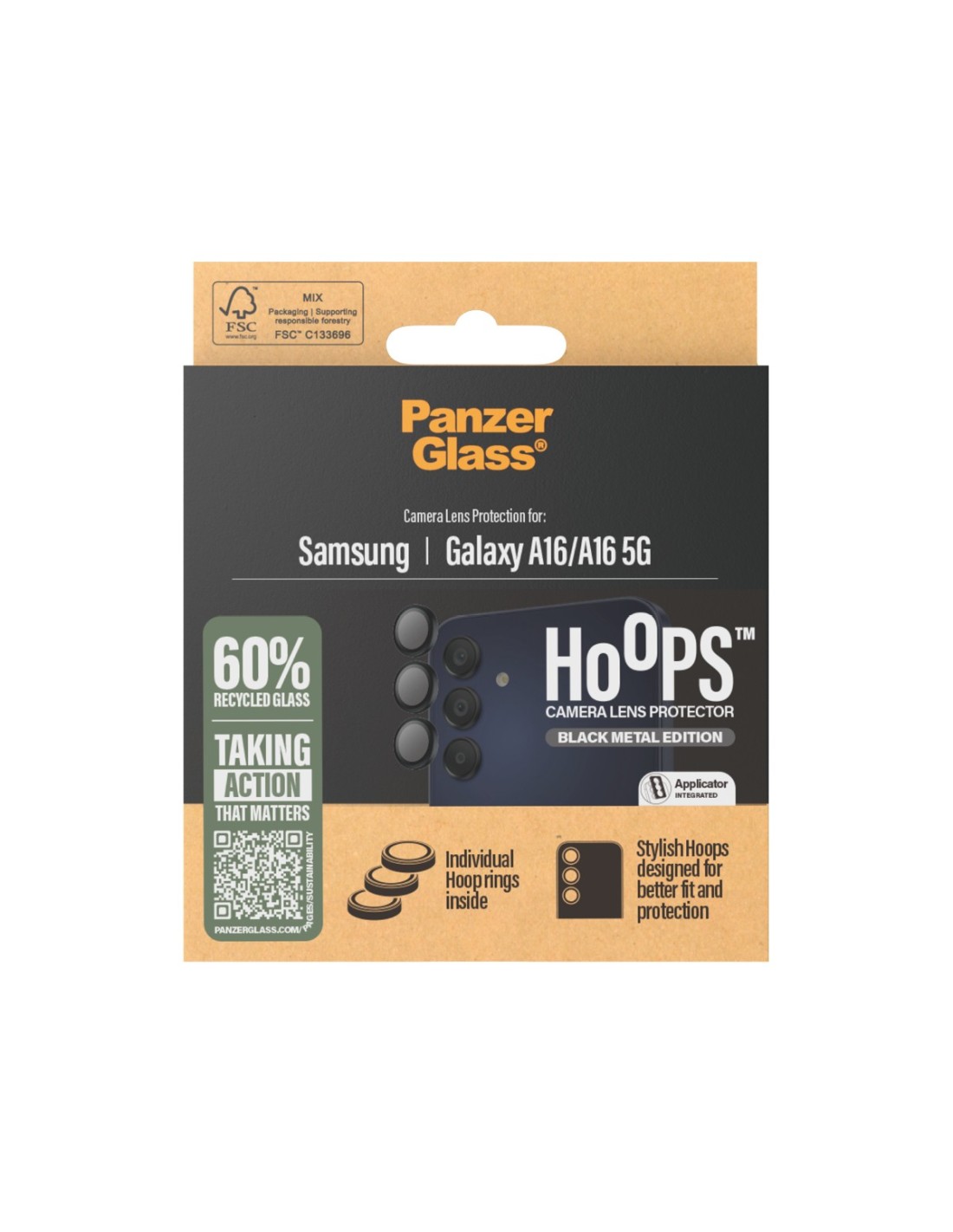 PanzerGlass Hoops Rings Samsung Galaxy A16 A16 5G Black