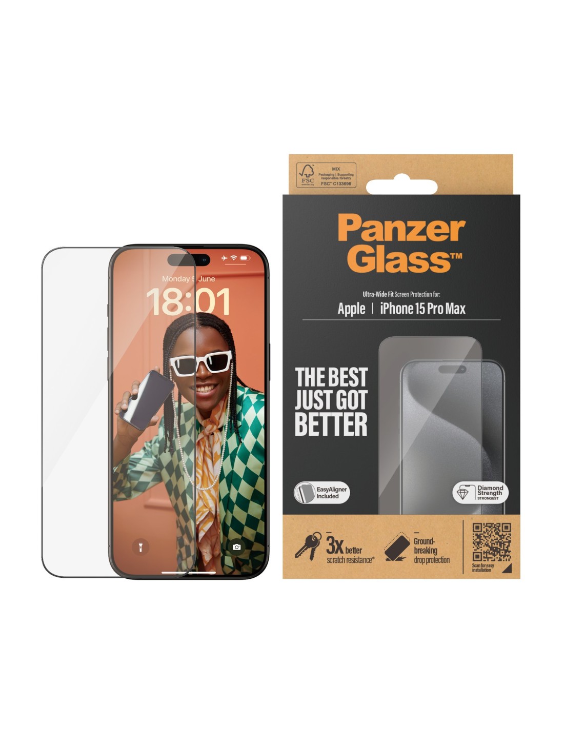 Panzerglass iPhone 15 Pro Max - Ultra-Wide Fit with EasyAligner