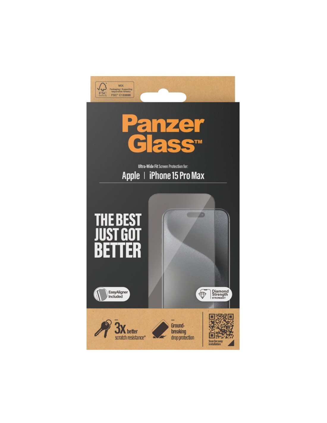Panzerglass iPhone 15 Pro Max - Ultra-Wide Fit with EasyAligner