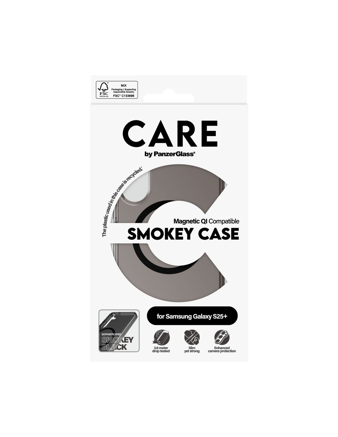 CARE by PanzerGlass Flagship Case Smokey Urban Combat w. Black QI Module Samsung S25 Plus