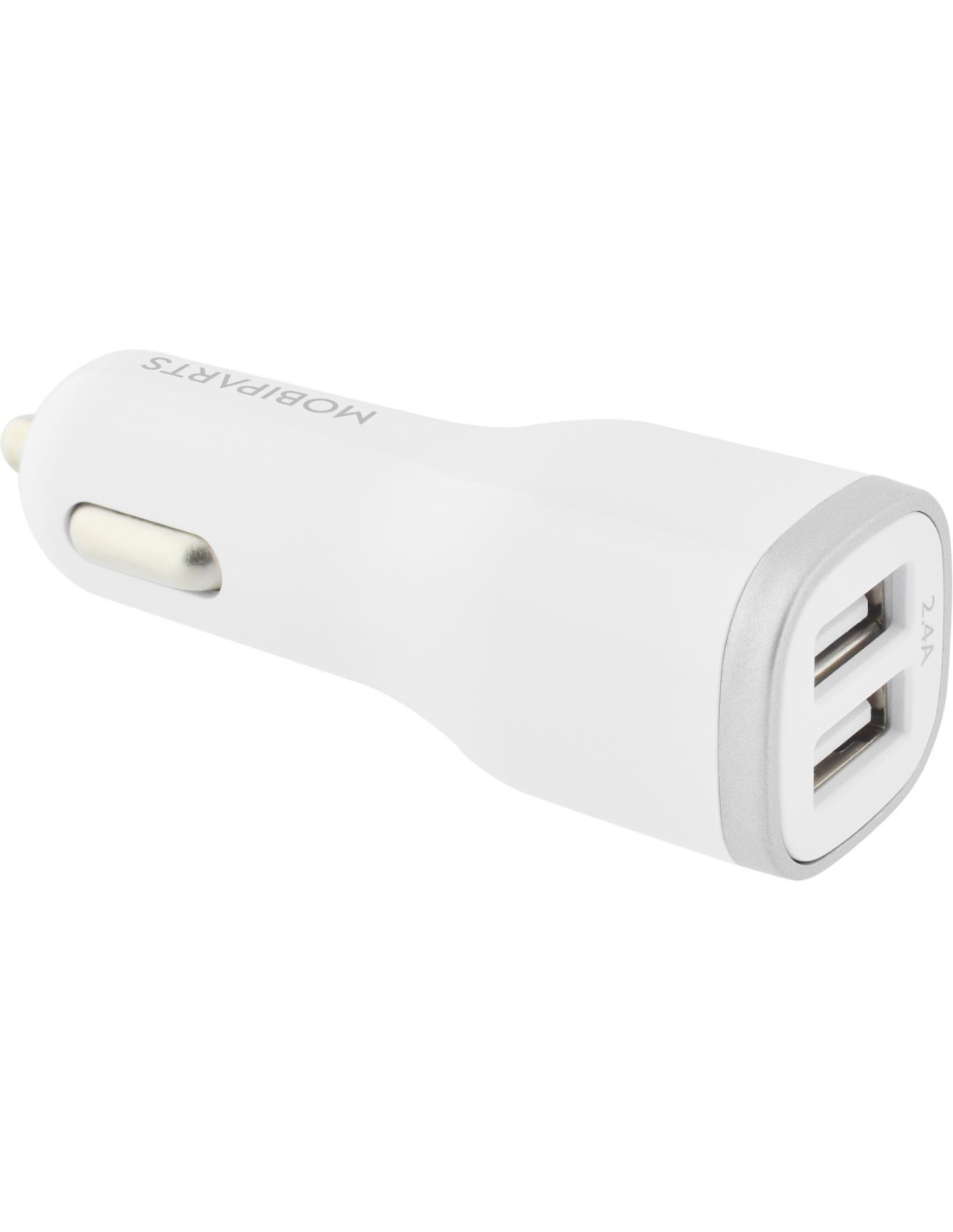 Mobiparts Car Charger Dual USB 12W 2.4A + USB-C Cable White