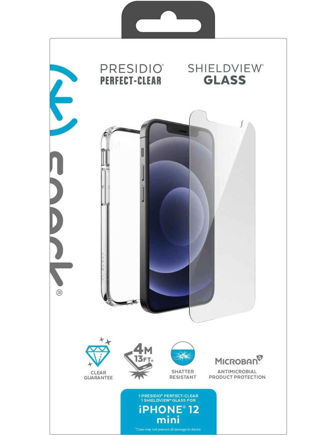Speck Presidio Perfect Clear + Shieldview Bundle Apple iPhone 12 Mini - with Microban