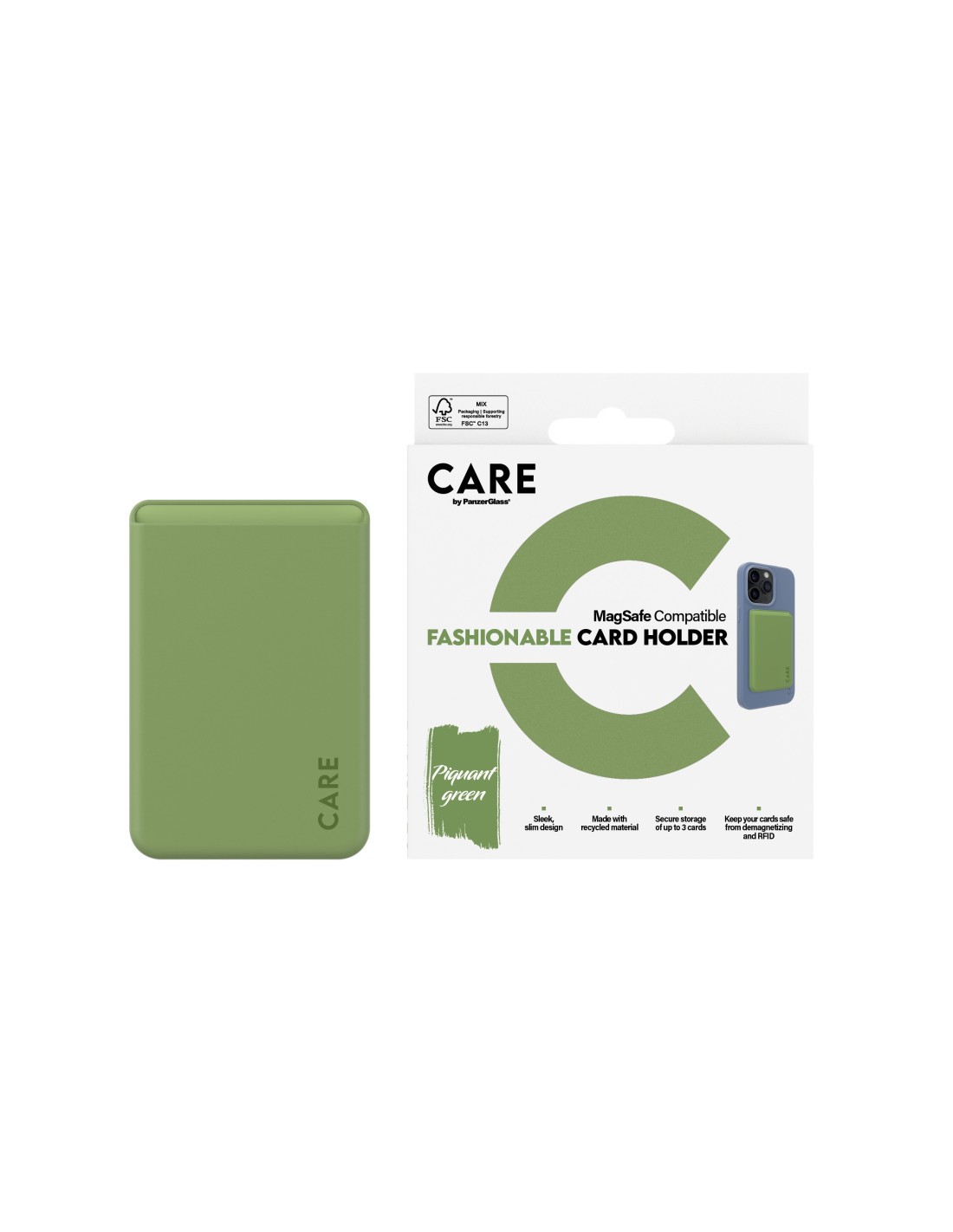 CARE by PanzerGlass Fashionable Card Holder Green