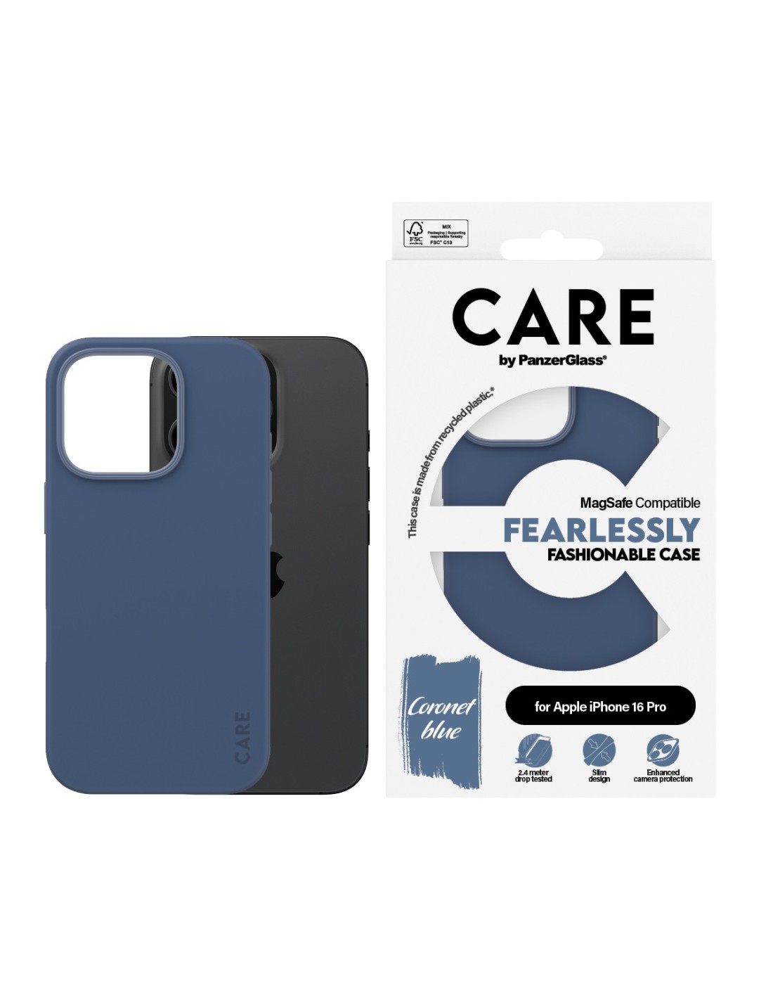 CARE by PanzerGlass Fashionable Case Blue w. MagSafe iPhone 16 Pro