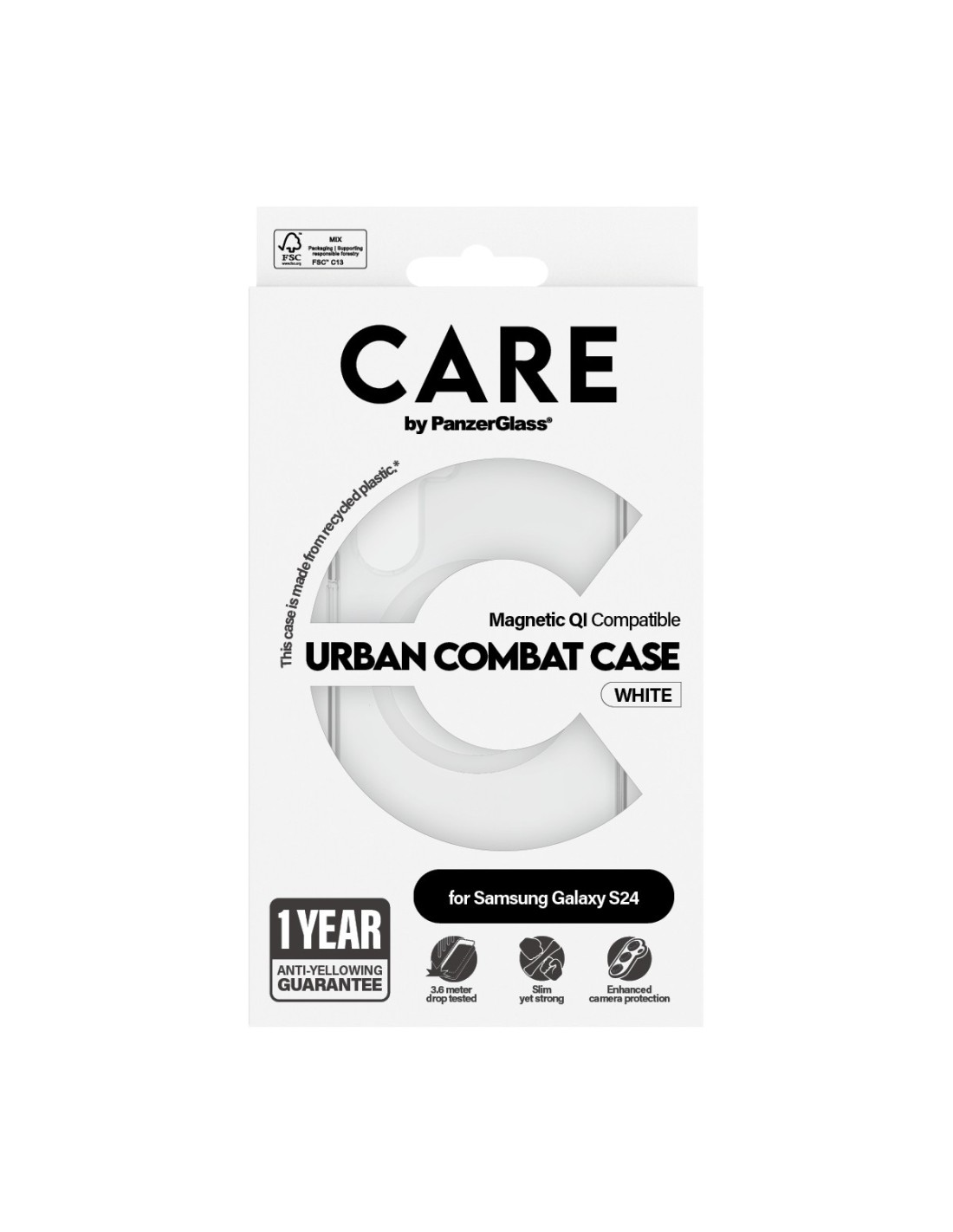 CARE by PanzerGlass Flagship Case Transparent Urban Combat w. White QI Module Samsung S24