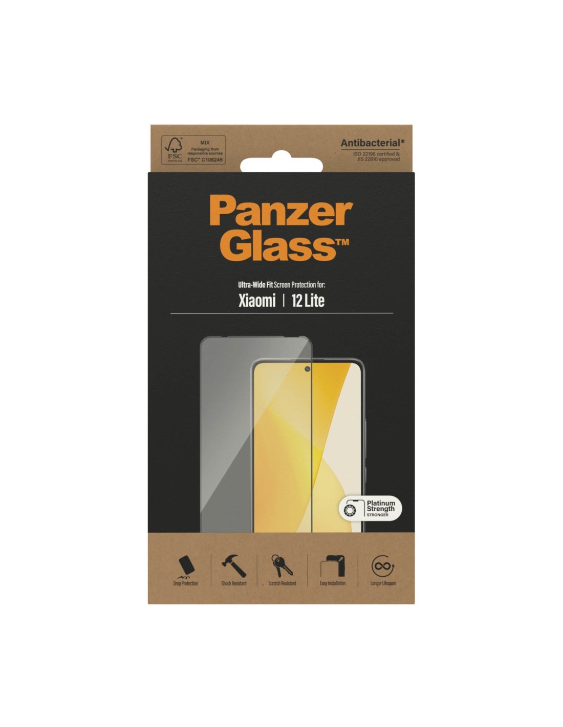 PanzerGlass Xiaomi 12 Lite UWF - Black - Anti-Bacterial