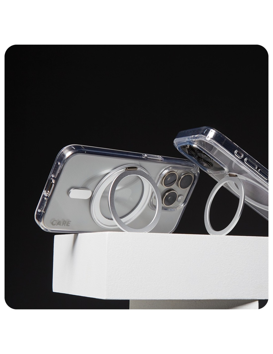CARE by PanzerGlass Feature Case Transparent w. Silver Kickstand & MagSafe iPhone 16 Plus