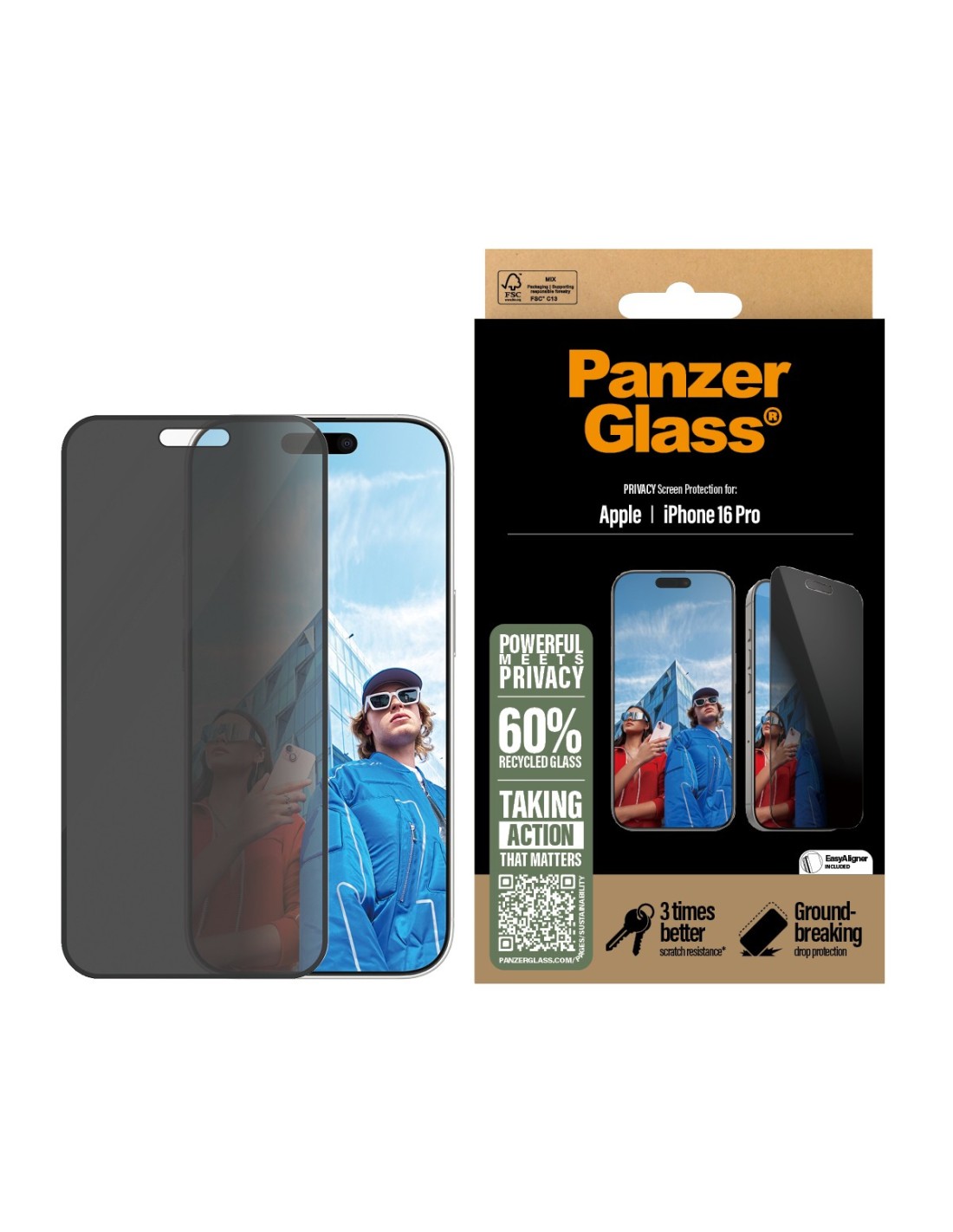 Panzerglass Apple iPhone 16 Pro - Ultra-Wide Fit Privacy Glass