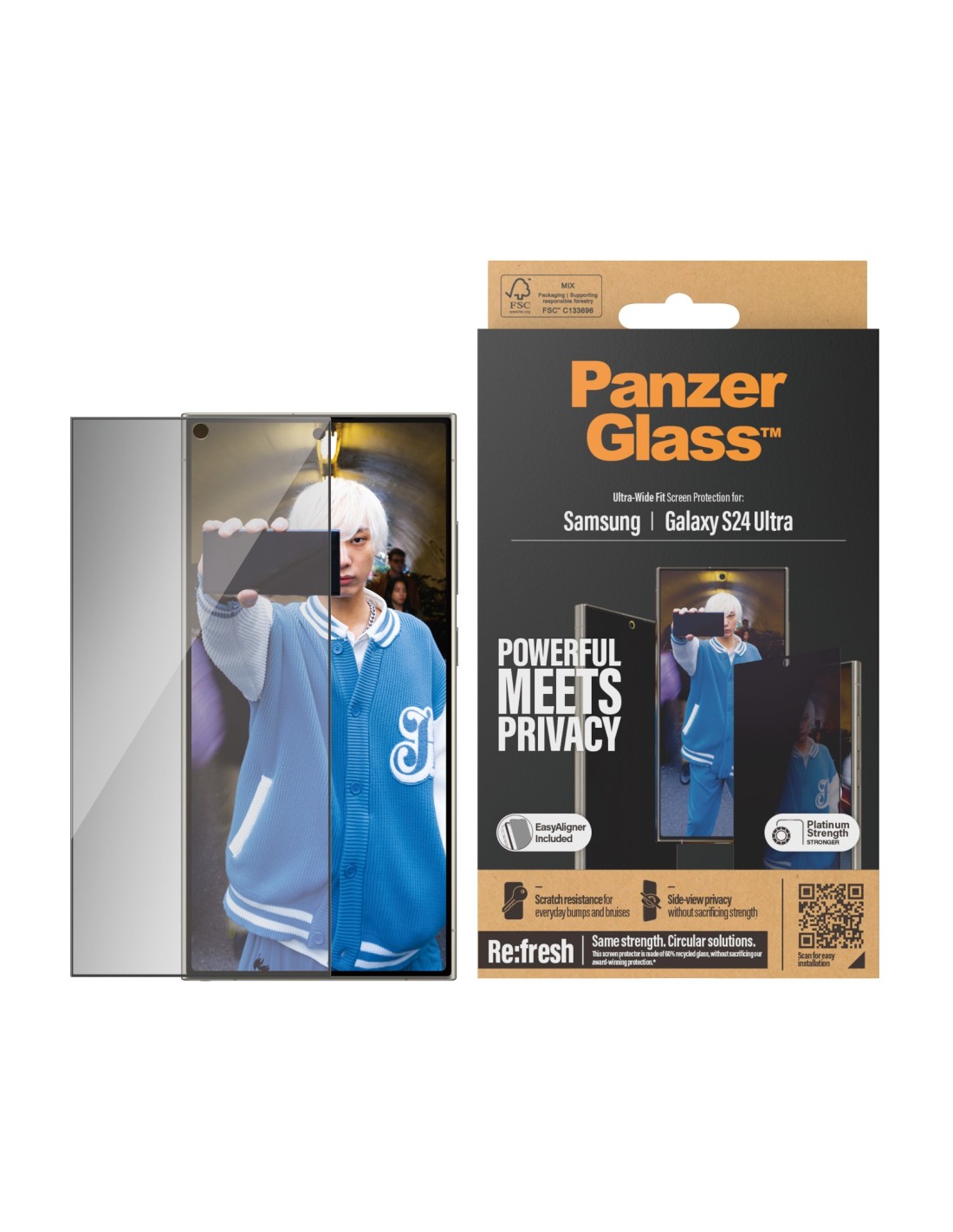 PanzerGlass Samsung Galaxy S24 Ultra 5G Ultra-Wide Fit Privacy with EasyAligner