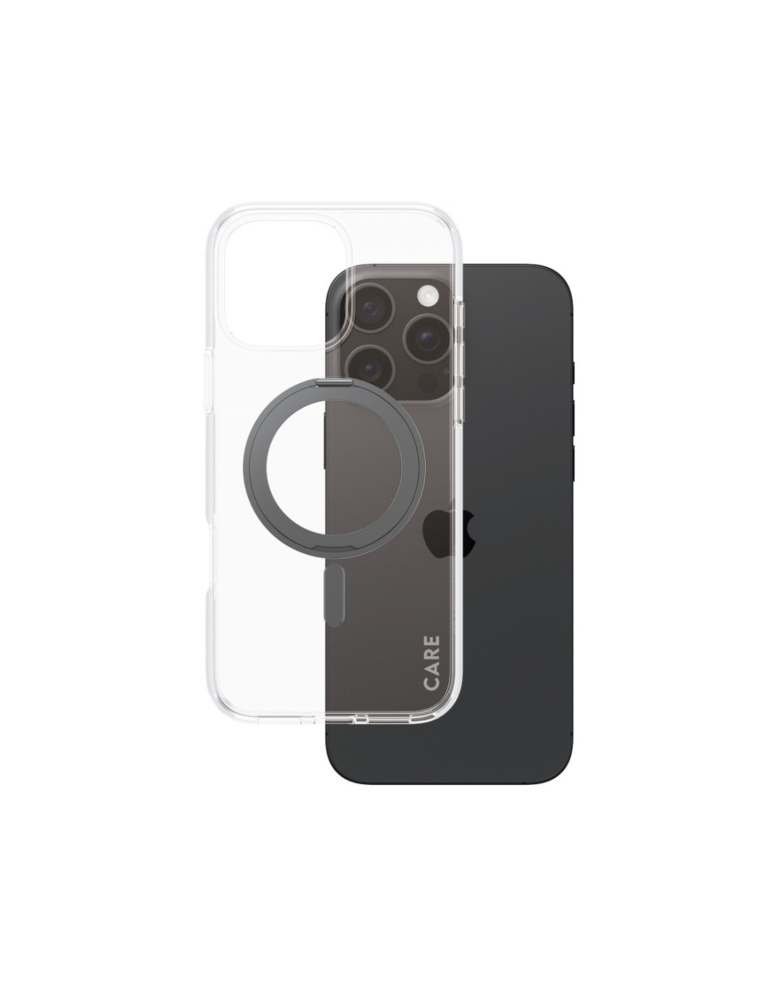 CARE by PanzerGlass Feature Case Transparent w. Black Kickstand & MagSafe iPhone 16 Pro Max