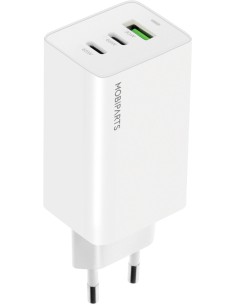 Mobiparts GaN Wall Charger USB-Cx2 USB-A3.0 QC 65W Wit