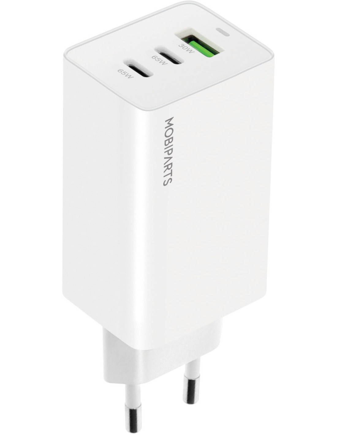 Mobiparts GaN Wall Charger USB-Cx2 USB-A3.0 QC 65W Wit