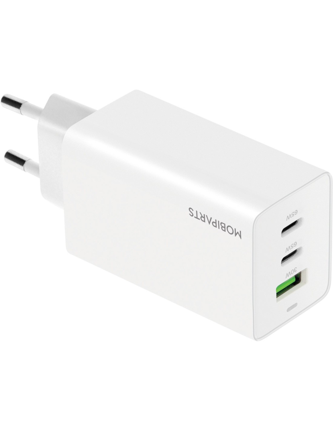 Mobiparts GaN Wall Charger USB-Cx2 USB-A3.0 QC 65W Wit