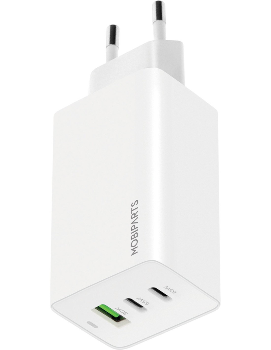 Mobiparts GaN Wall Charger USB-Cx2 USB-A3.0 QC 65W Wit