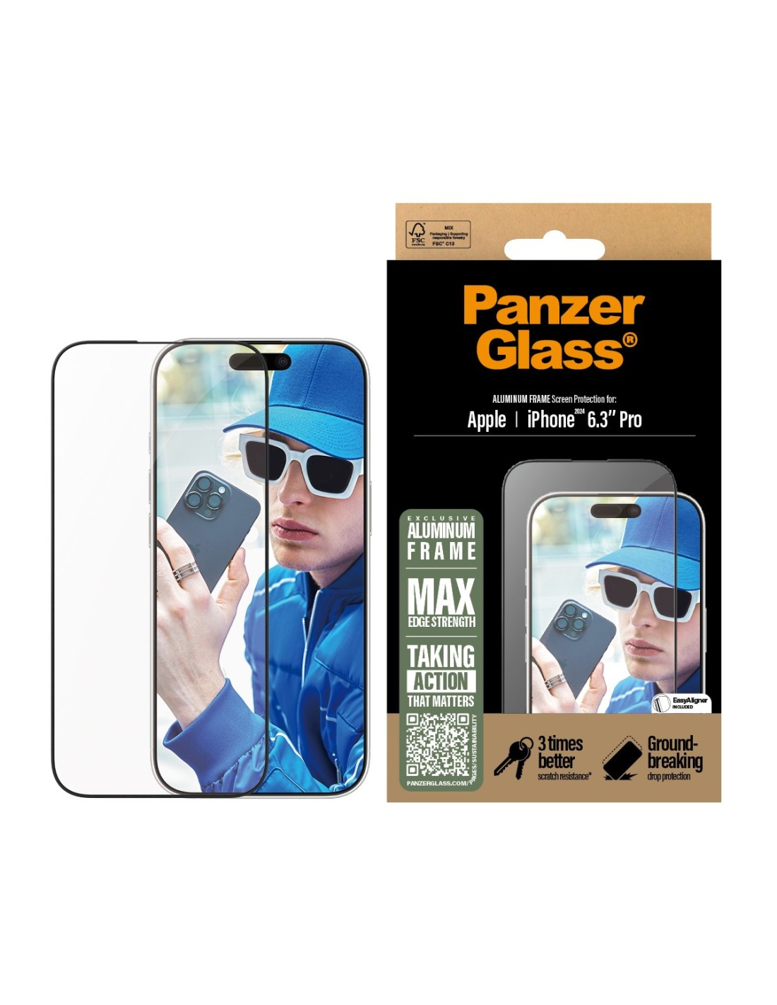 Panzerglass Apple iPhone 16 Pro - Ultra-Wide Fit with Aluminum Frame