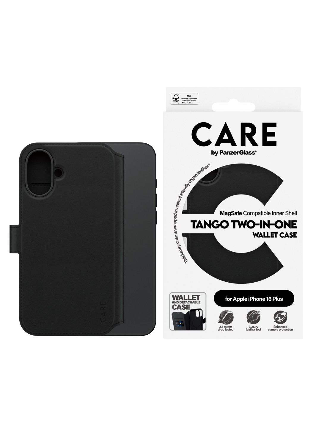 CARE by PanzerGlass Feature Case Tango Two-in-One Wallet w. MagSafe iPhone 16 Plus