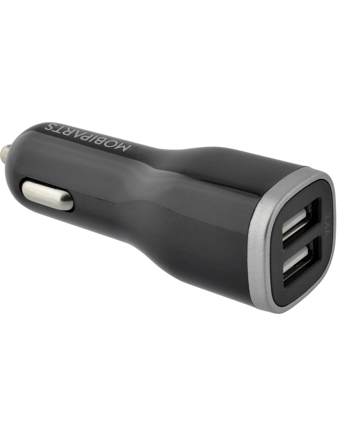 Mobiparts Car Charger Dual USB 12W 2.4A + Lightning Cable Black