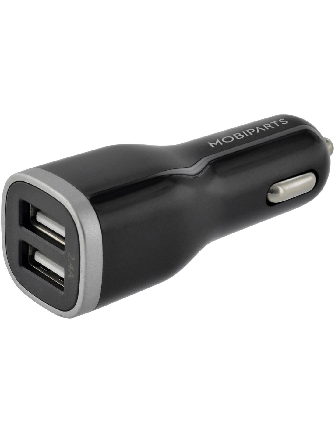 Mobiparts Car Charger Dual USB 12W 2.4A + Lightning Cable Black
