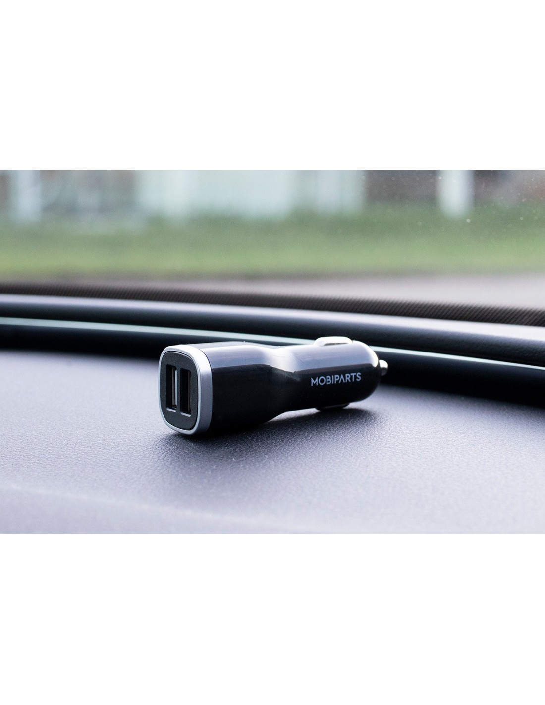 Mobiparts Car Charger Dual USB 12W 2.4A + Lightning Cable Black