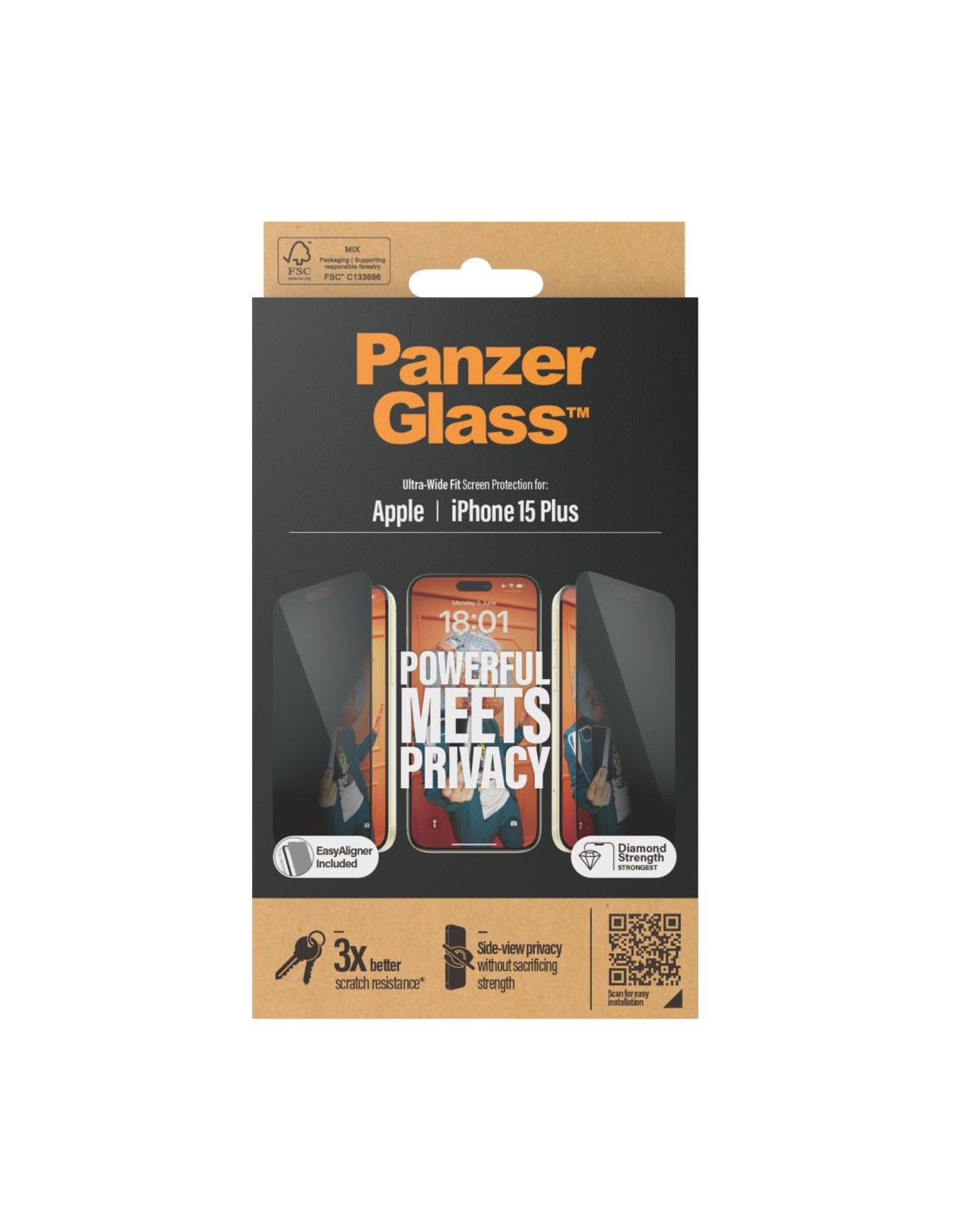 Panzerglass iPhone 15 Plus - Ultra-Wide Fit Privacy with EasyAligner