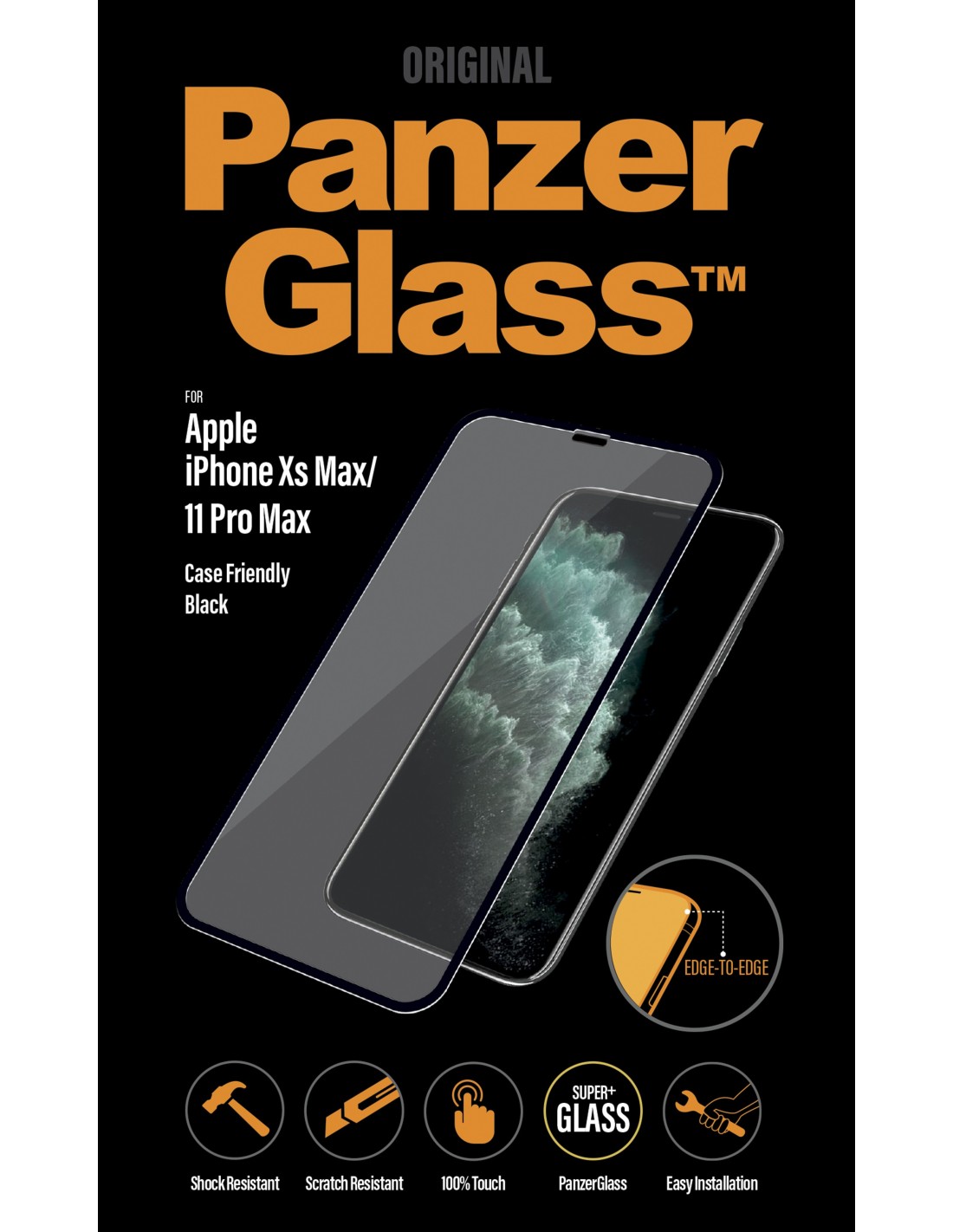 PanzerGlass Apple iPhone XS Max iPhone 11 Pro Max Black Case Friendly Super + Glass
