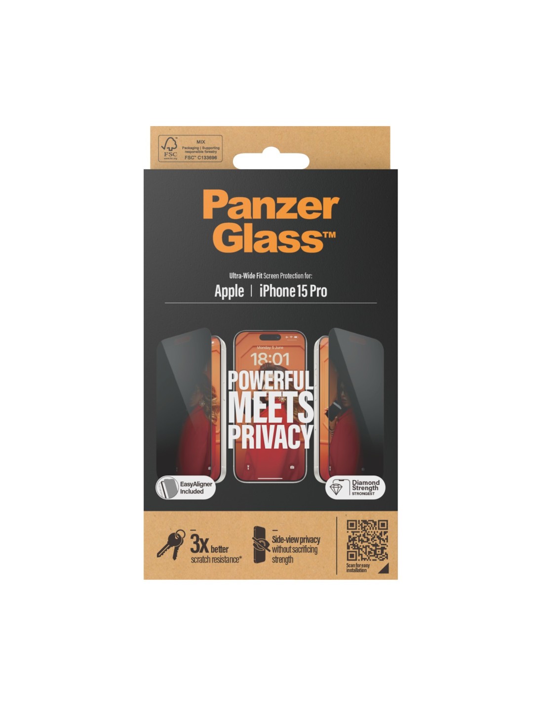 Panzerglass iPhone 15 Pro-Ultra-Wide Fit Privacy with EasyAligner