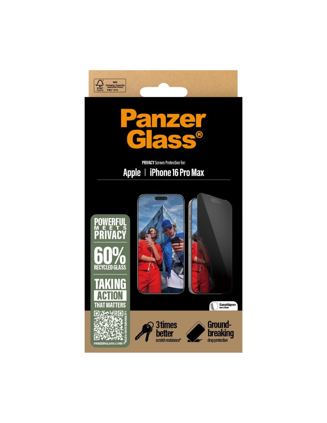 Panzerglass Apple iPhone 16 Pro Max - Ultra-Wide Fit Privacy Glass