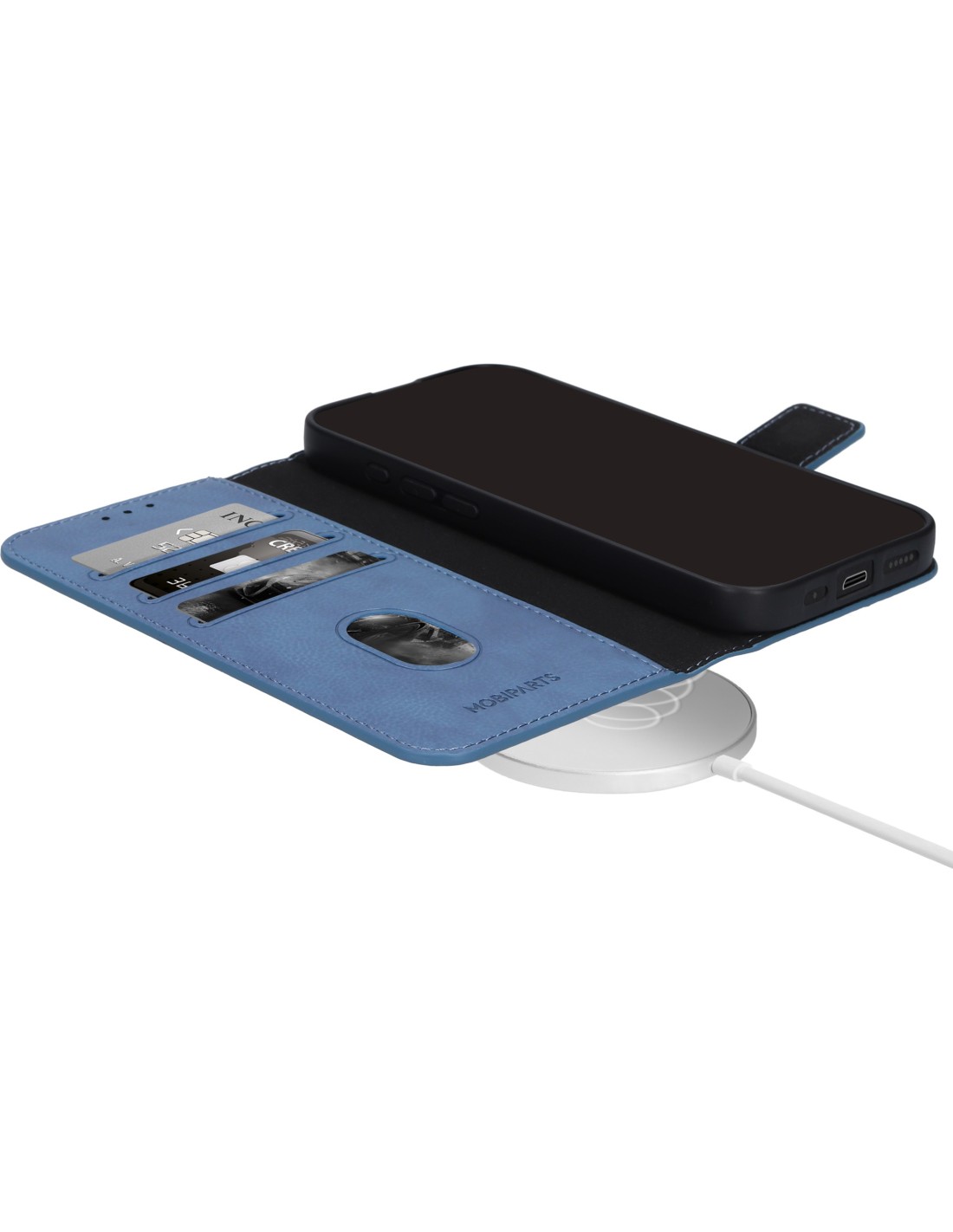 Mobiparts Classic Wallet Case Apple iPhone 16 Pro Max Steel Blue (MagSafe Compatible)