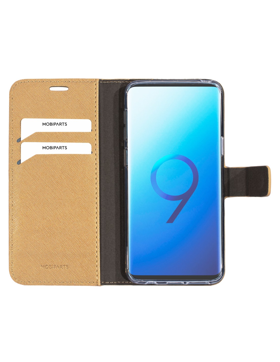 Mobiparts Saffiano Wallet Case Samsung Galaxy S9 Gold