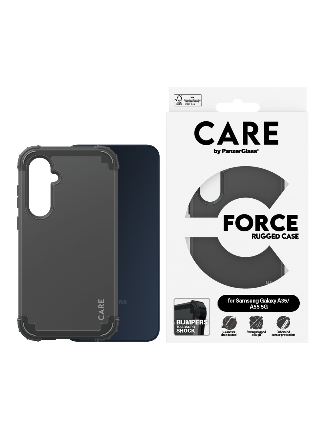 CARE by PanzerGlass Fashionable Case Black FORCE Samsung A35 5G