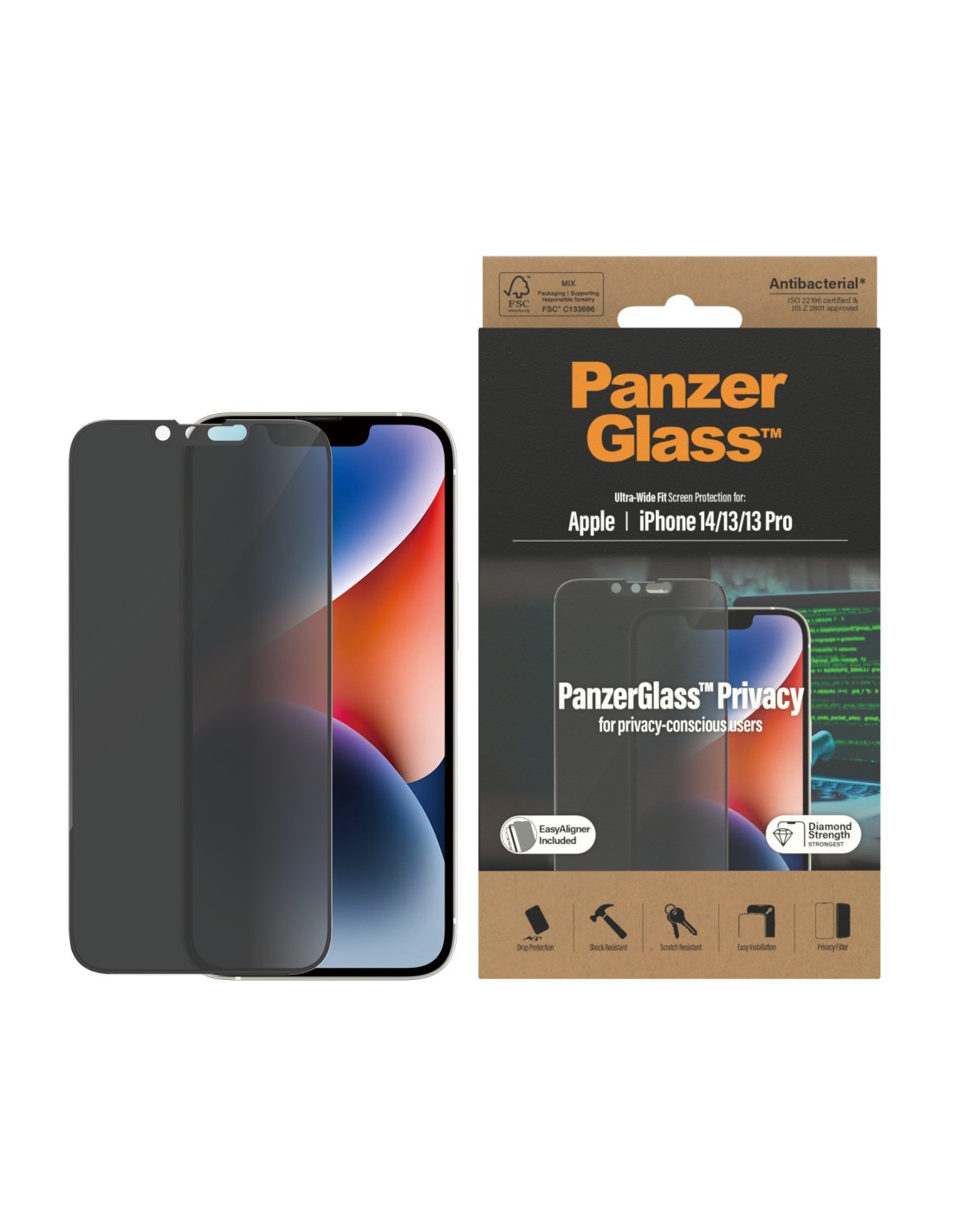PanzerGlass Apple iPhone 14 13 13 Pro UWF Privacy Glass AB with EasyAligner