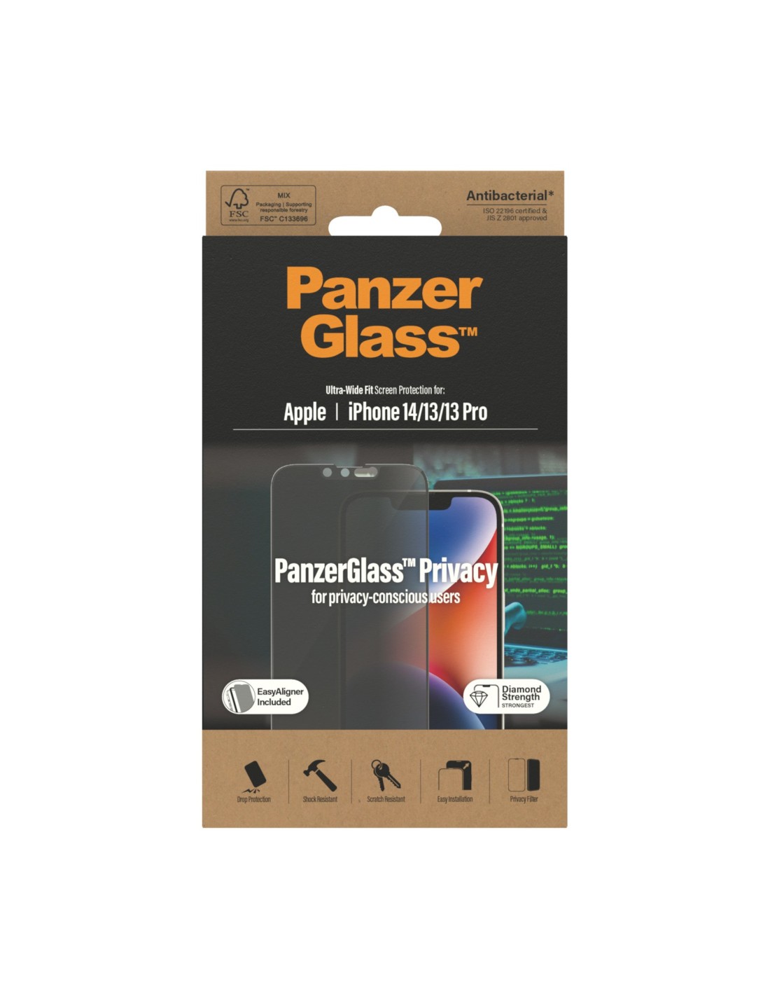 PanzerGlass Apple iPhone 14 13 13 Pro UWF Privacy Glass AB with EasyAligner