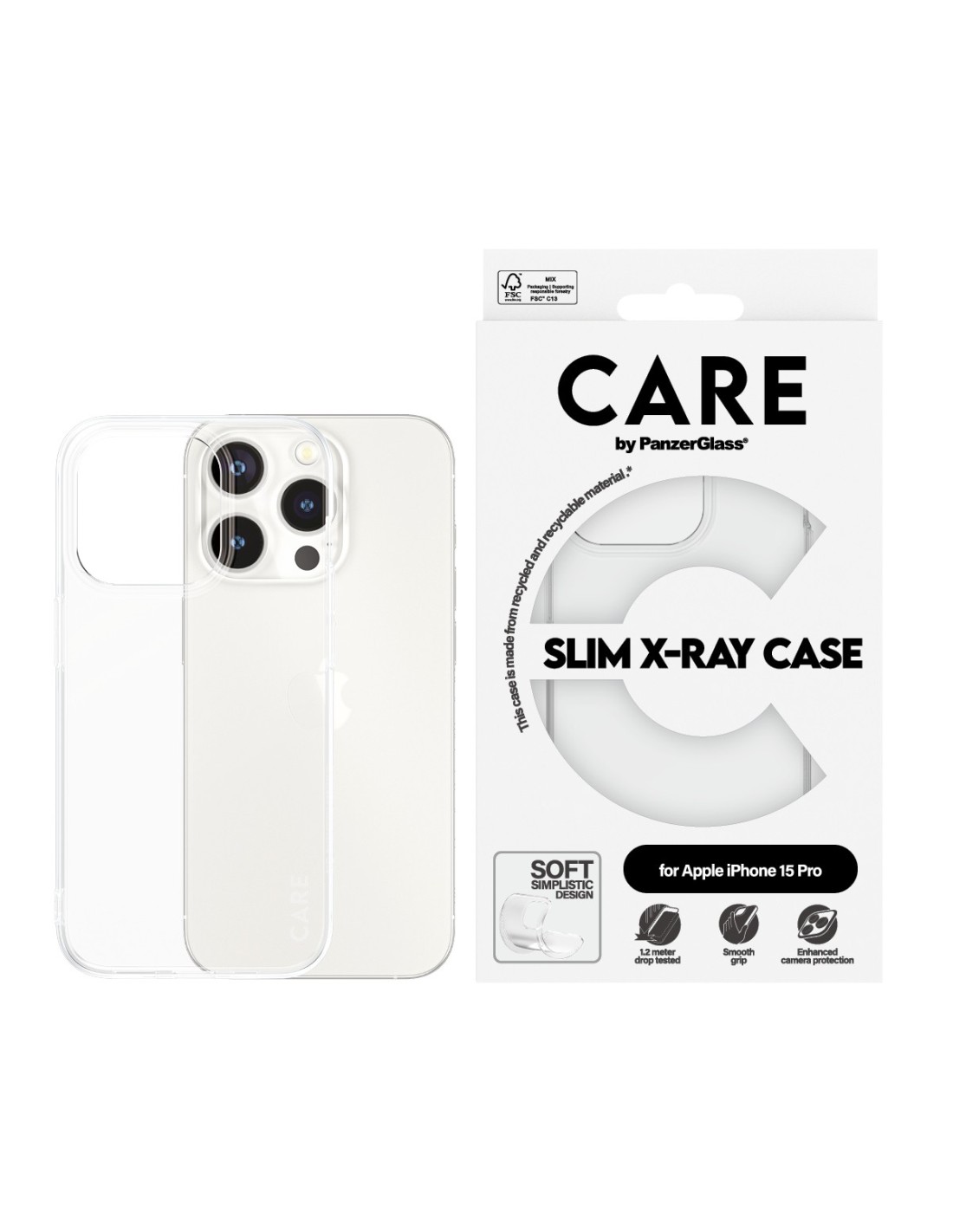 CARE by PanzerGlass Fashionable Case Transparent X-Ray Soft Basic iPhone 15 Pro