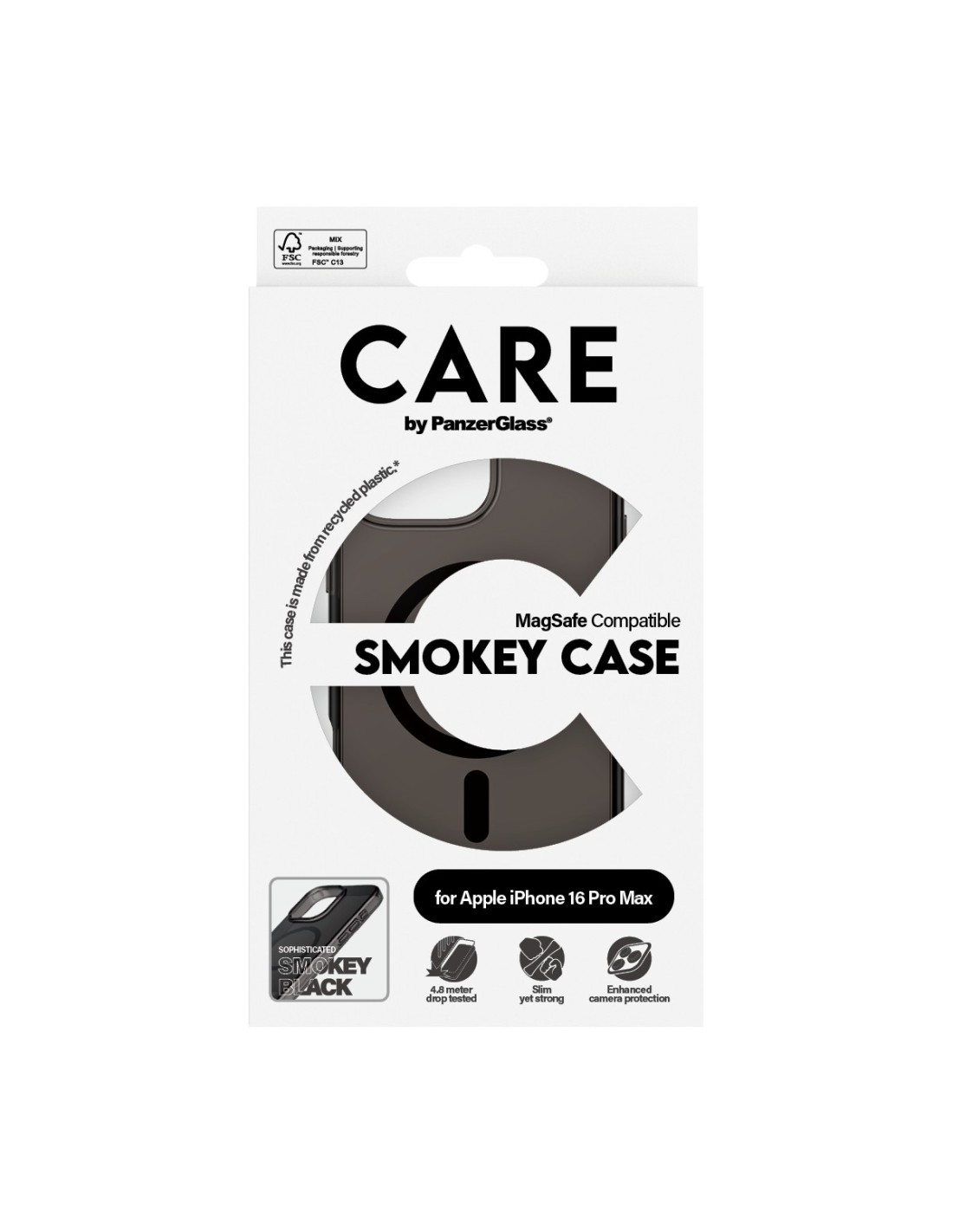 CARE by PanzerGlass Flagship Case Smokey w. Black MagSafe iPhone 16 Pro Max