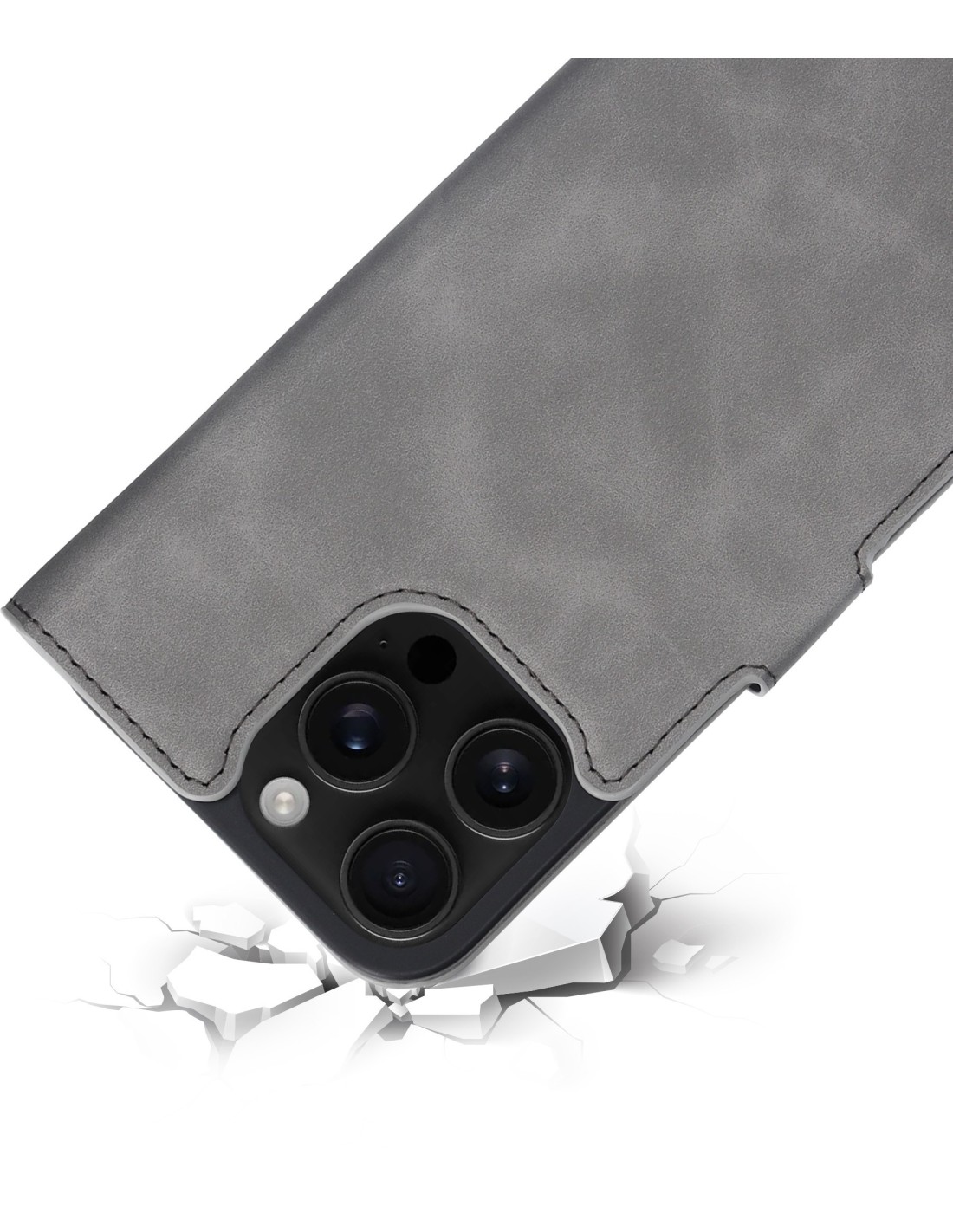 Mobiparts Classic Wallet Case Apple iPhone 16 Pro Max Granite Grey (MagSafe Compatible)