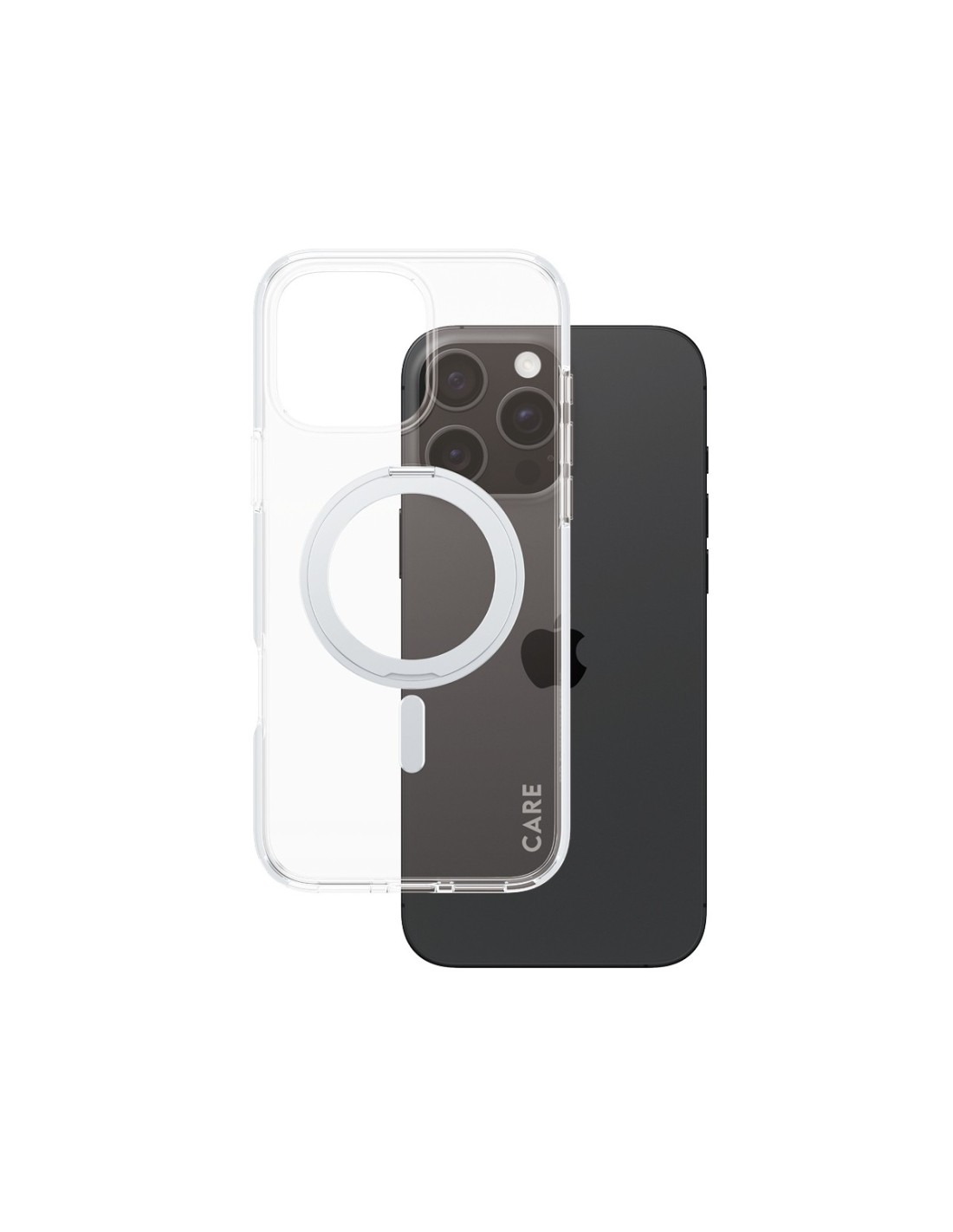 CARE by PanzerGlass Feature Case Transparent w. Silver Kickstand & MagSafe iPhone 16 Pro Max