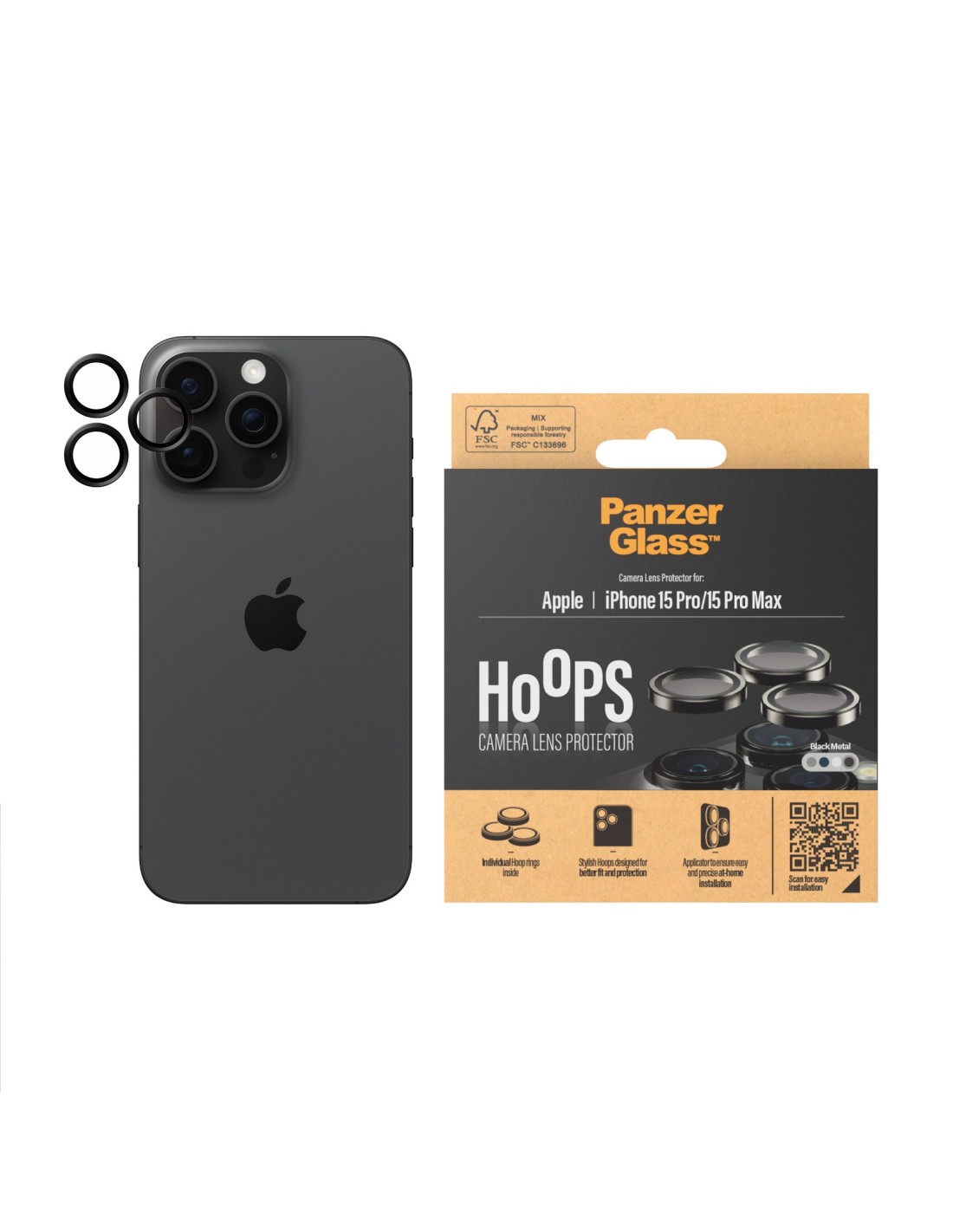 Panzerglass Hoops Rings Apple iPhone 15 Pro 15 Pro Max - Black