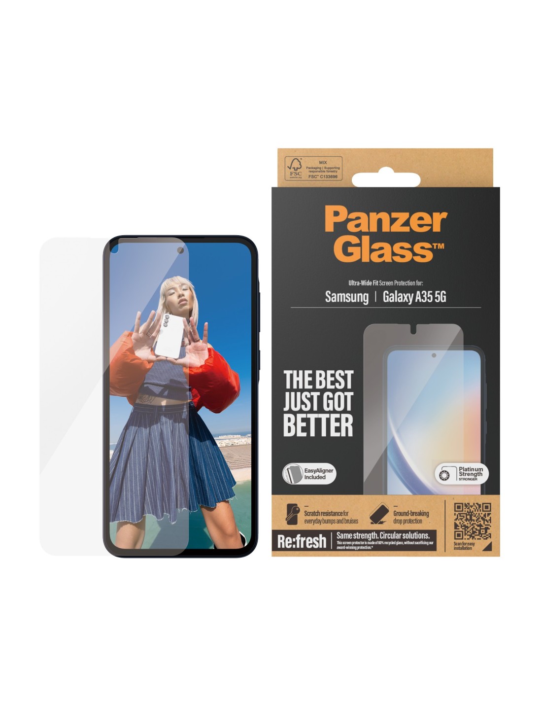 PanzerGlass Samsung Galaxy A35 5G Ultra-Wide Fit Refresh with EasyAligner
