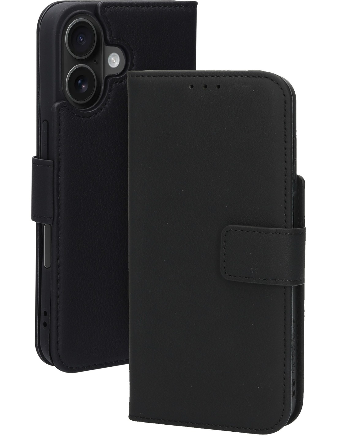 Mobiparts Leather Wallet Case Apple iPhone 16 Black (MagSafe Compatible)