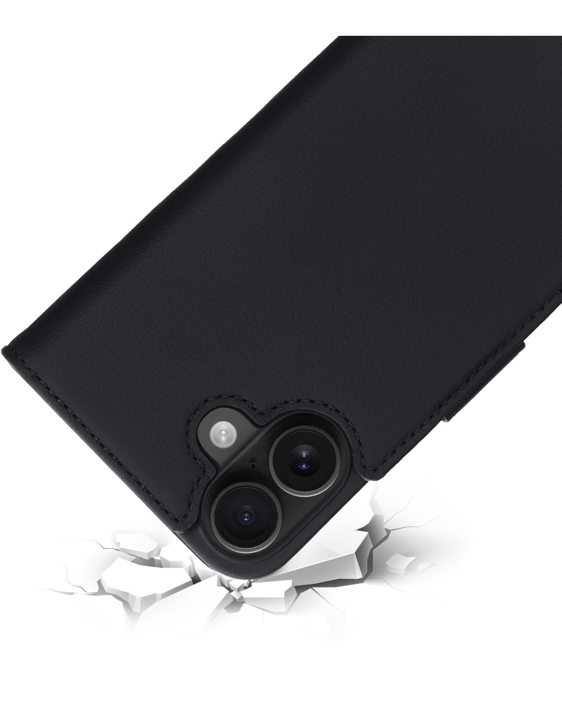 Mobiparts Leather Wallet Case Apple iPhone 16 Black (MagSafe Compatible)