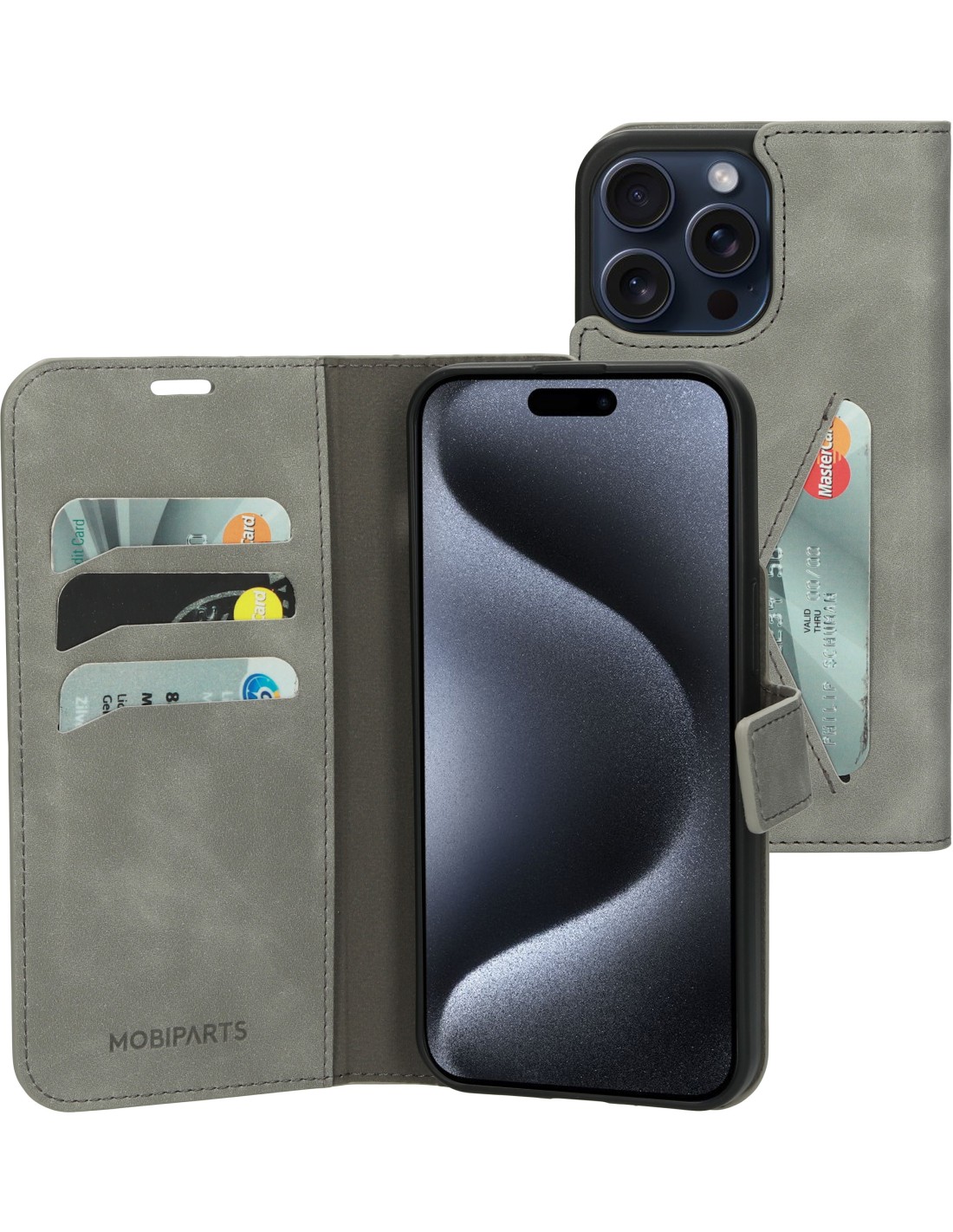 Mobiparts Classic Wallet Case Apple iPhone 15 Pro Max Granite Grey