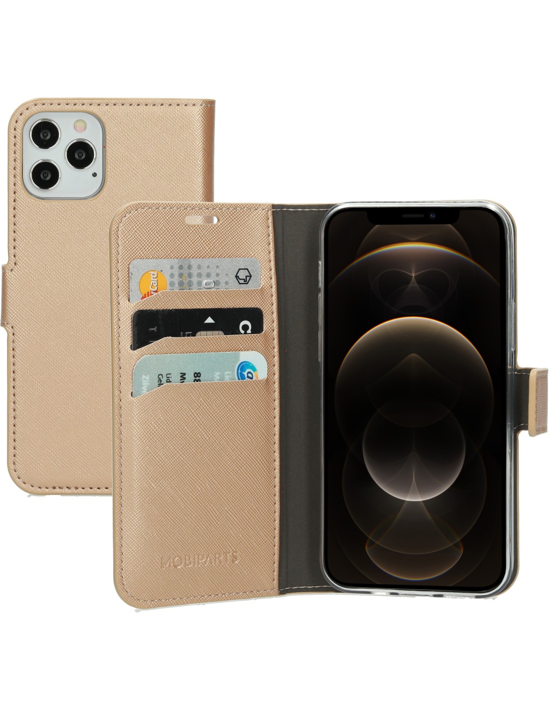 Mobiparts Saffiano Wallet Case Apple iPhone 12 12 Pro Copper